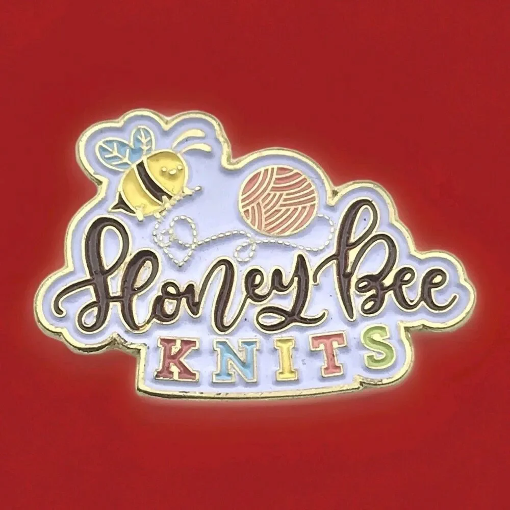 Honey Bee Knits Enamel Pin Brooch Gold Tone Vintage Bee Yarn Crafting Hobbyist